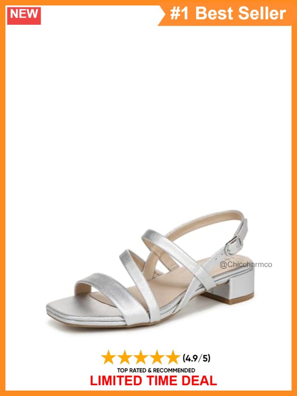 LifeStride Janet Block Heel Dress Sandal Slingback Buckle Round Toe